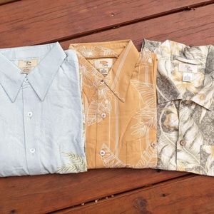 Silk Floral Button Down Shirts Men Lot of 3 Casual Hawaiian Camp Top NEW Small